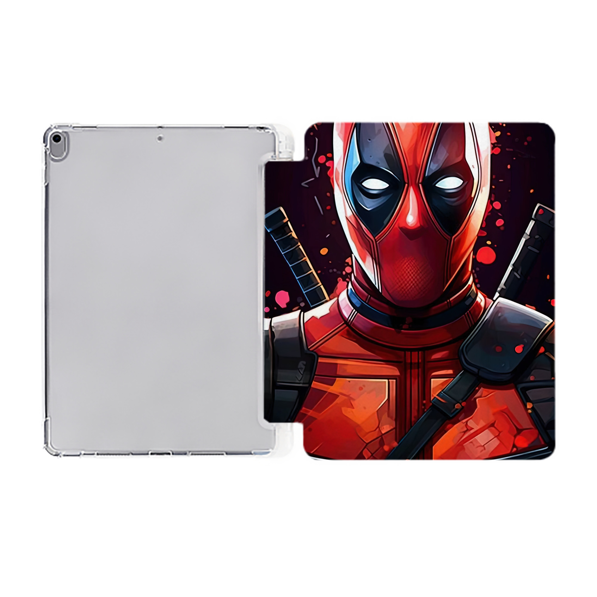 （画像用） Deadpool デッドプール IPad ケース ペン収納付き 三つ折りスタンド PUレザー×シリコン 対応機種9.5/10.5/10.9インチ